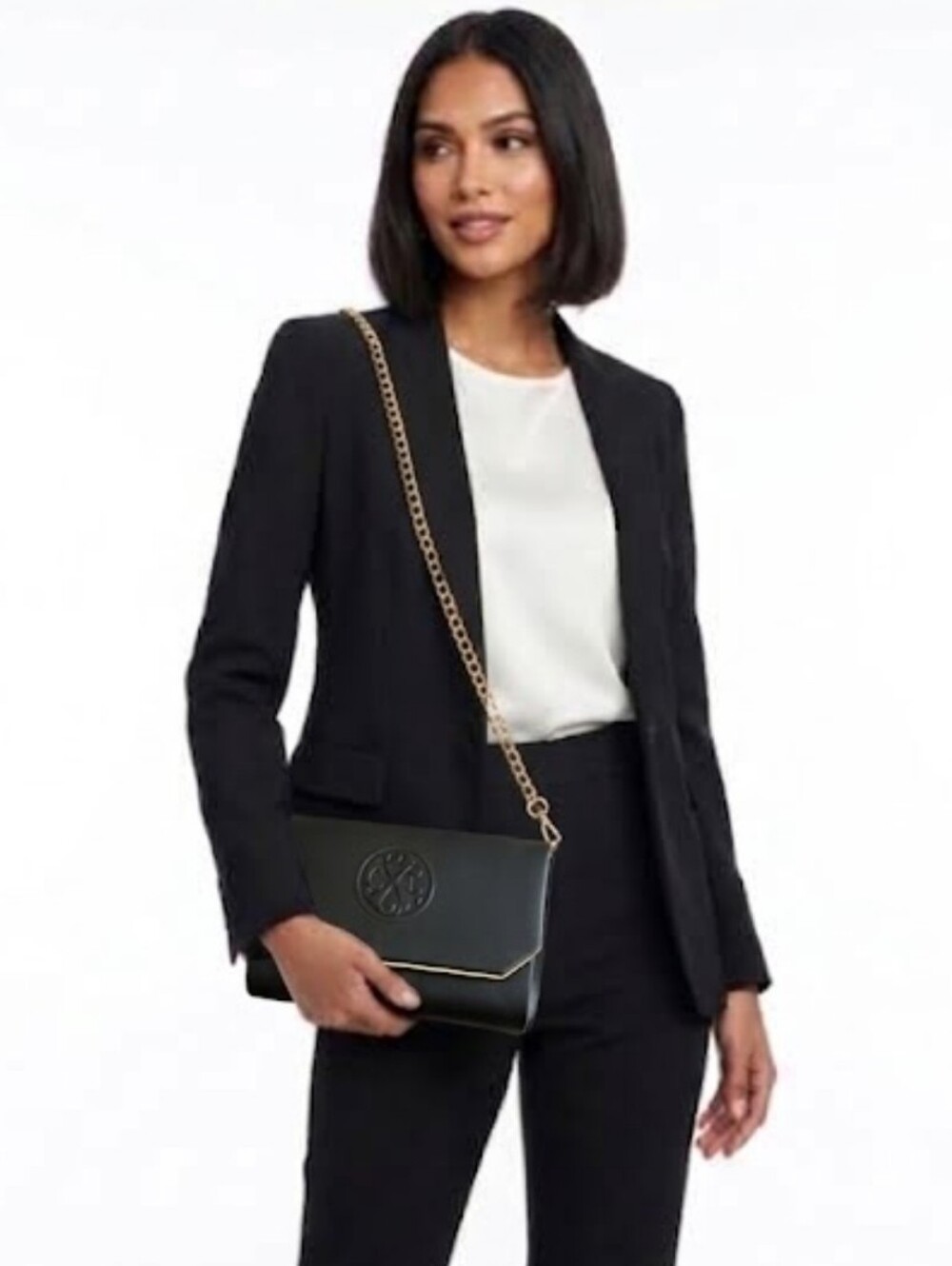NWT CHRISTIAN LACROIX MADISON BLACK SMOOTH CLUTCH DETACHABLE CHAIN